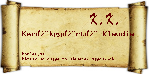 Kerékgyártó Klaudia névjegykártya