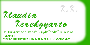 klaudia kerekgyarto business card